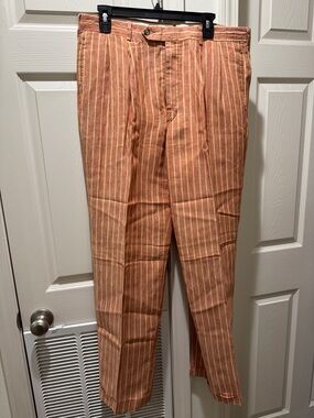 Men's Stripe Dress Pants in Rust